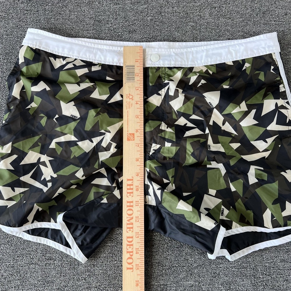 Fendi Swim Trunks Mens IT 50 Multi Camo Logo Print Quick Dry Lined Shorts Italy - Picture 9 of 16